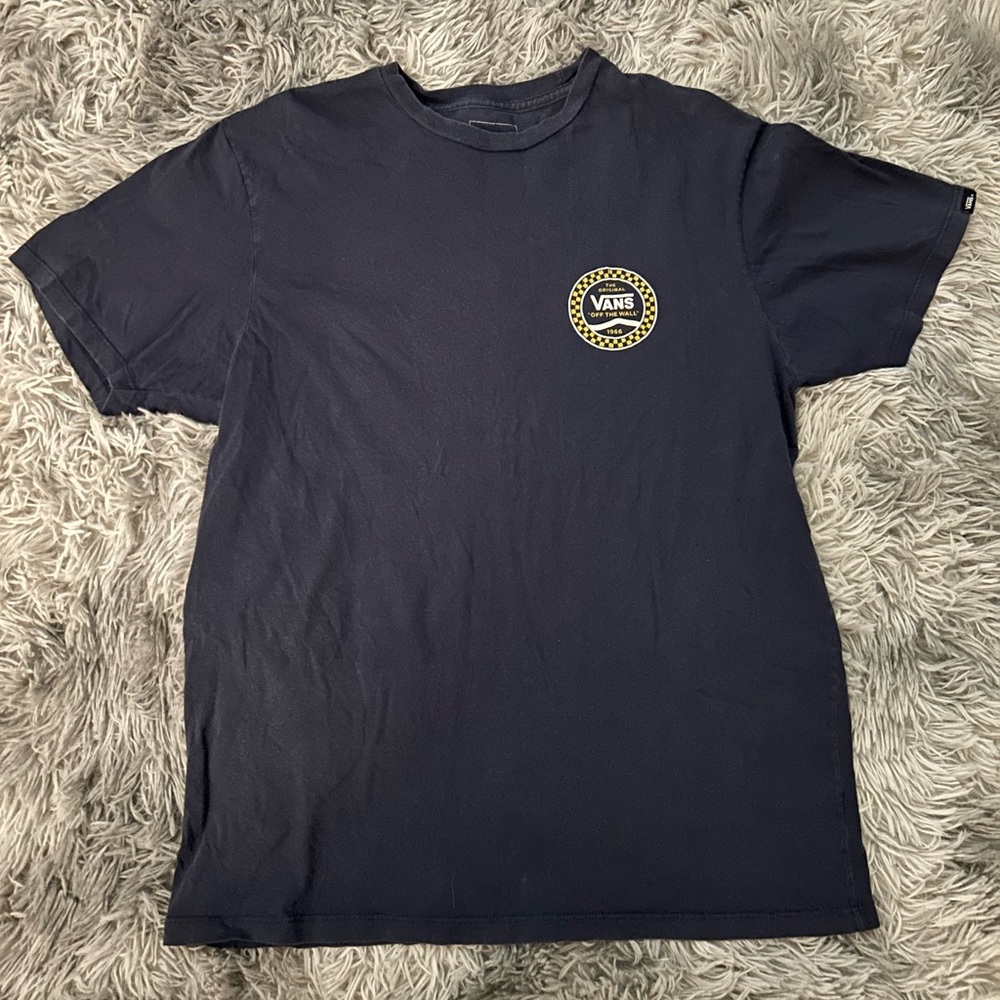 Vans Men's Dark Blue Tee with Gold Logo